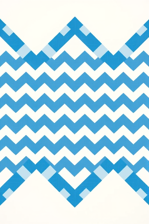 Generate a seamless pattern of alternating blue and white chevron stripes on a light background, captured with a Canon EOS R5, 50mm lens, aperture f/8, ISO 100 for sharpness and clarity, using a flat lay perspective for an even surface view.