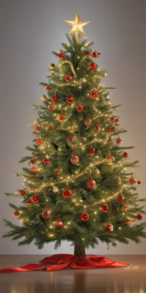 Beautifully Decorated Christmas Tree Adorned with Lights and Ornaments
