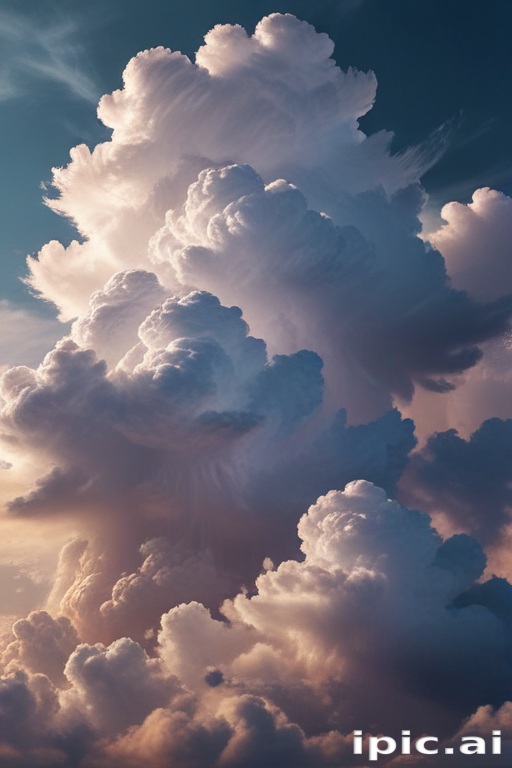 Majestic Towering Clouds Illuminated by the Warm Glow of Sunset