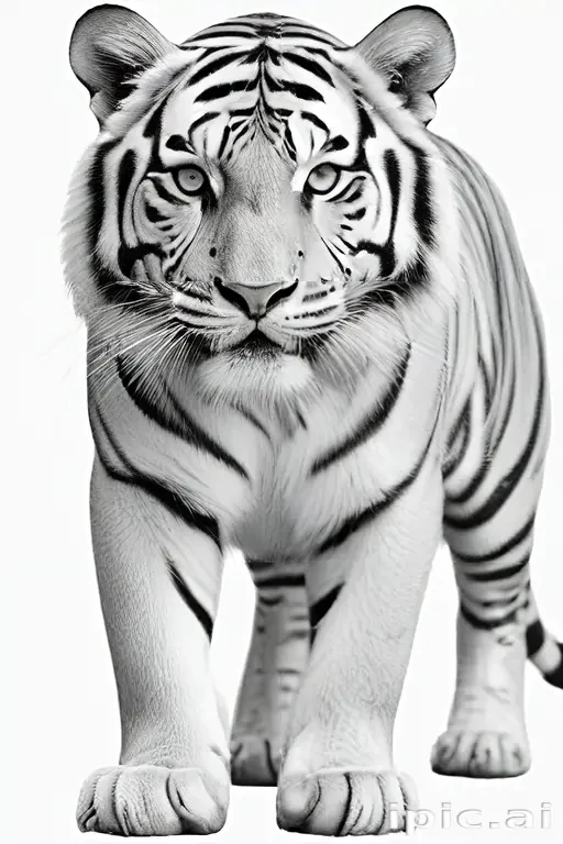 tiger clipart black and white
