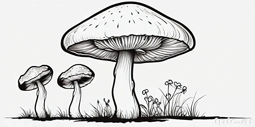 mushroom clipart black and white