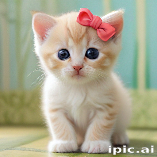 Adorable Kitten with a Pink Bow Showing Off Its Cute Features.
