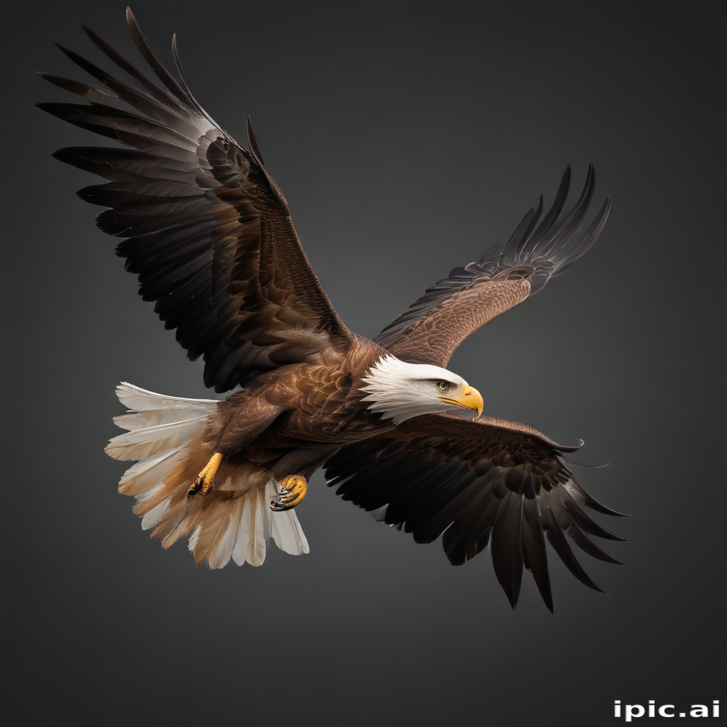 Majestic Bald Eagle Soaring Gracefully Through the Clear Blue Sky.
