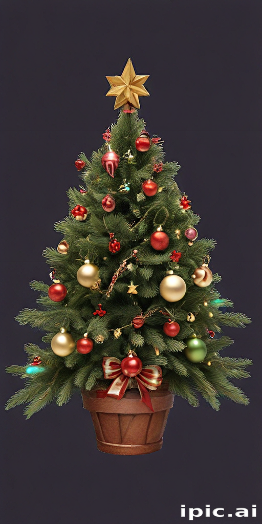 Beautifully Decorated Christmas Tree with Ornaments and a Golden Star ...