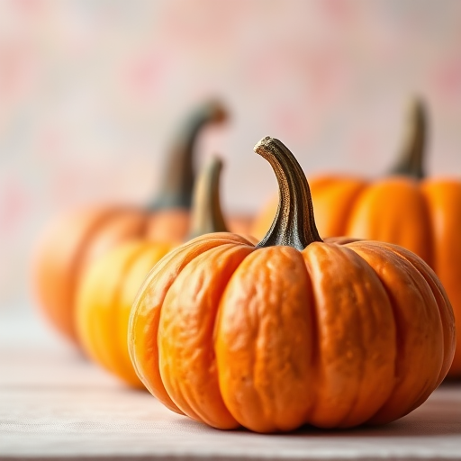 colorful pumpkins on a soft pastel background with a bokeh effect, taken with a DSLR camera, 50mm lens, f/2.8 aperture, ISO 100, 1/125s shutter speed, focused on the foreground pumpkins while softly blurring the background.