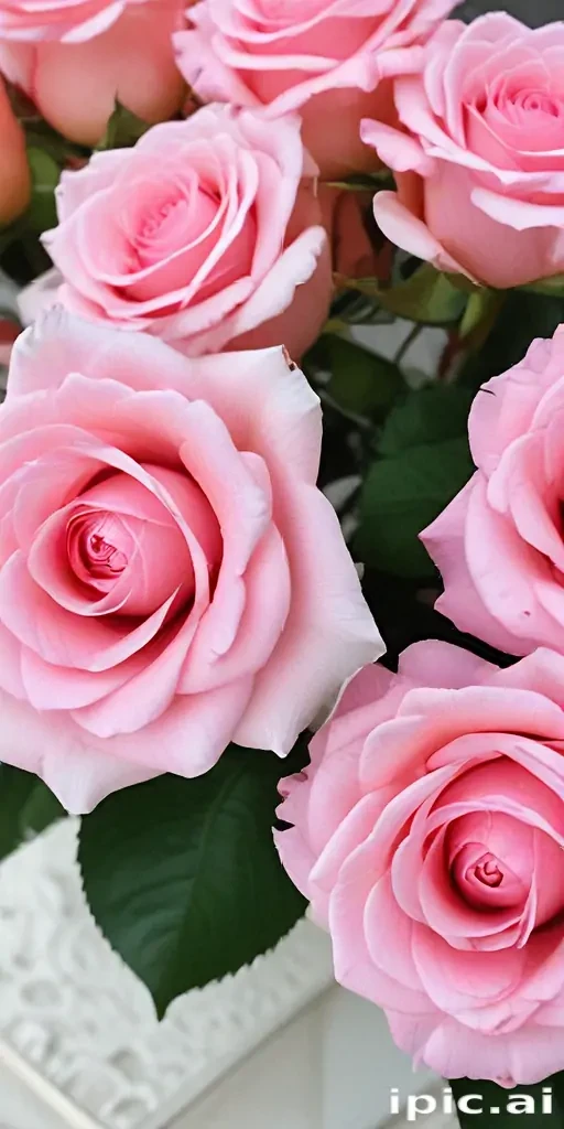 Pink Roses Photo Display Beautiful Arrangement of Soft Pink Roses in a Delicate Floral Display