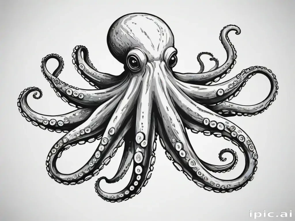 octopus clipart black and white