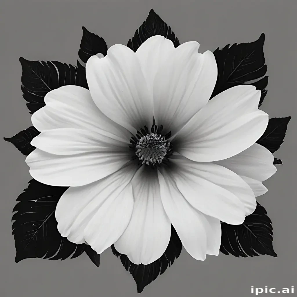 black and white flower png