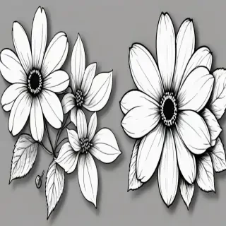 flower clip art black and white