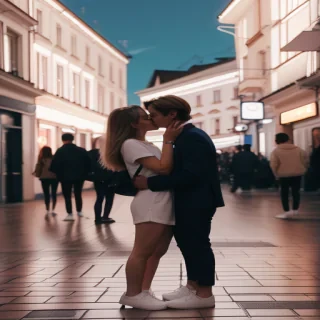 couple kissing aesthetic