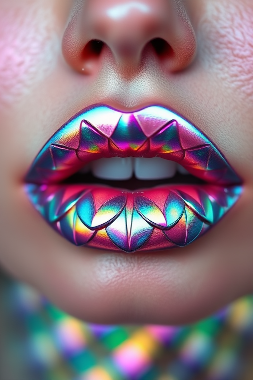 Iridescent Mermaid Scales lip color featuring a multichromatic shift, prismatic finish, and water-resistant formula, perfect for creating magical and otherworldly makeup looks