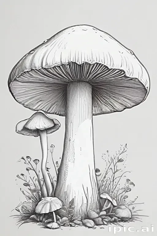 mushroom line art