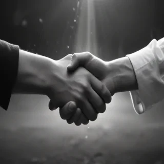 handshake black and white