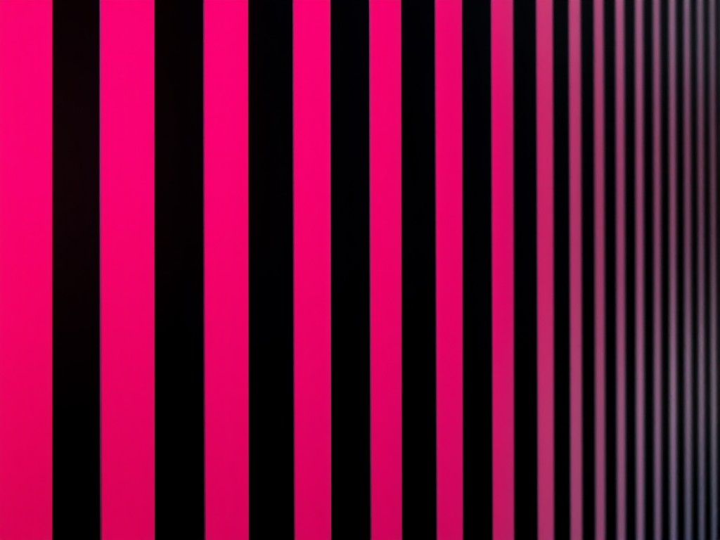 Create an image of vertical stripes with alternating colors of deep pink and black, using a DSLR camera, aperture f/8, ISO 200, 35mm focal length, in landscape orientation, with a soft focus to enhance depth and texture.