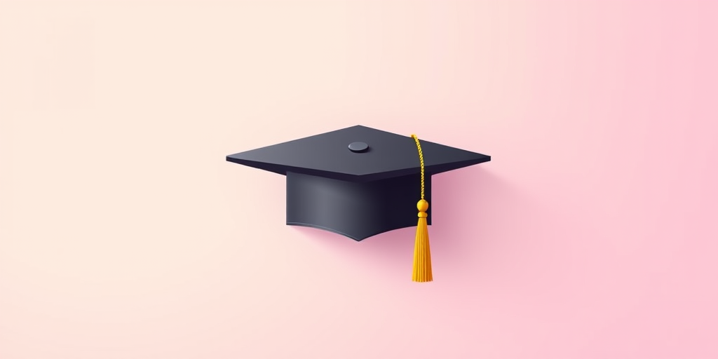 Create a high-quality vector illustration of a graduation cap with a tassel, centered on a soft pastel background, shot with a 50mm lens on a DSLR camera set to f/2.8, ISO 100, and a resolution of 300 DPI.