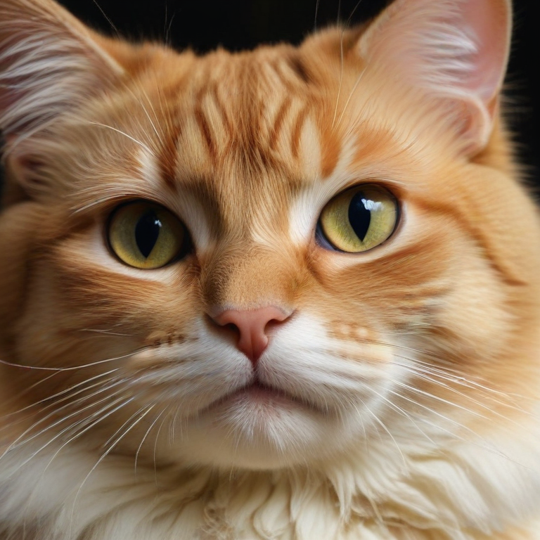 A Majestic Orange Cat with Striking Green Eyes and Fluffy Fur
