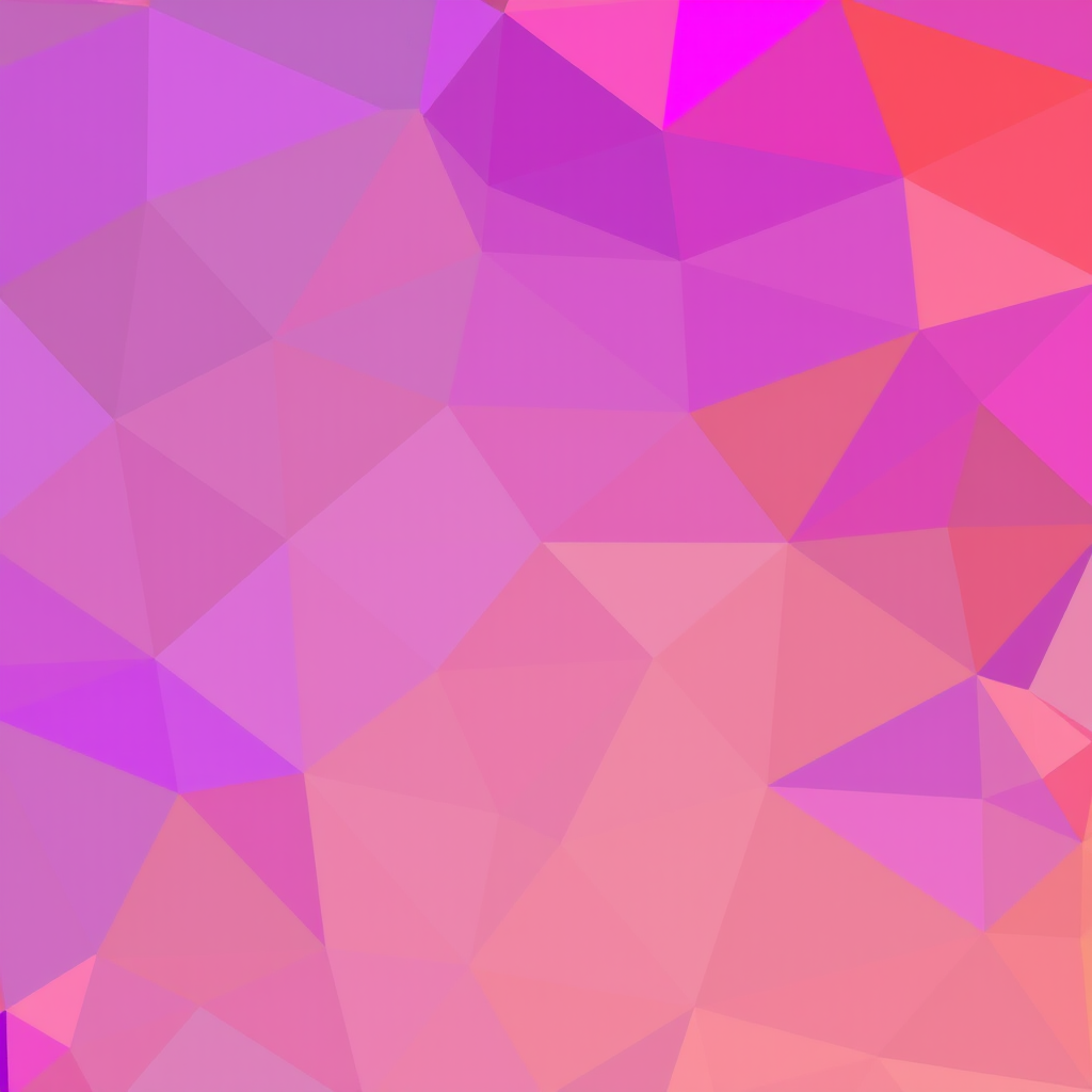 Create a high-resolution geometric abstract background with a gradient of purple, pink, and orange triangles, using a DSLR camera, 50mm lens, f/2.8 aperture, ISO 100, shot in natural light, focused on vibrant color transitions and sharp polygonal details.