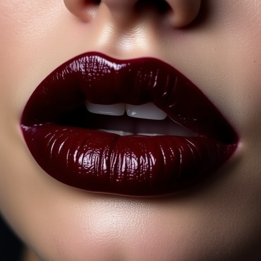Sultry deep plum lips with a metallic sheen, enigmatic and alluring, perfect for those who dare to embrace their dark side