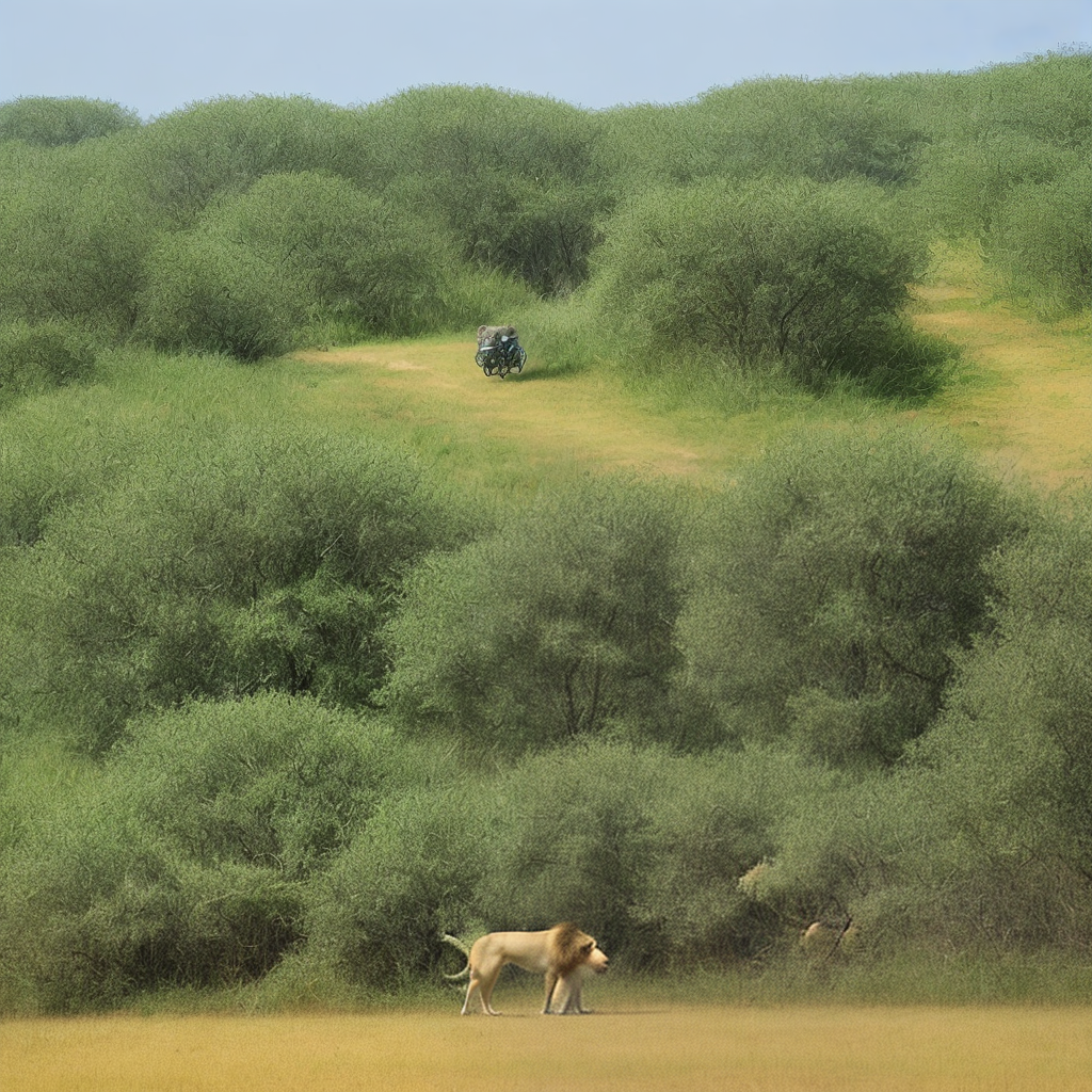 lion riding a dog