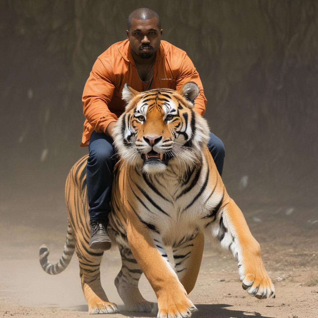 kanye west riding a tiger