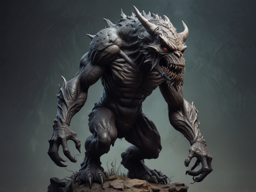 Statue Monster in Grim Dark Fantasy Art