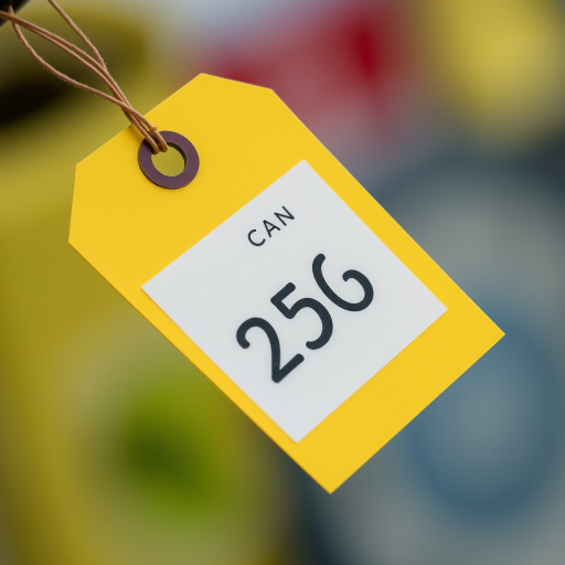 Create a high-resolution image of a yellow price tag with a hole punched in the top, shot with a Canon EOS R5 at f/2.8, 1/125 sec, ISO 100, using a shallow depth of field and a soft focus background.