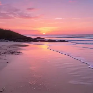 pink beach sunset