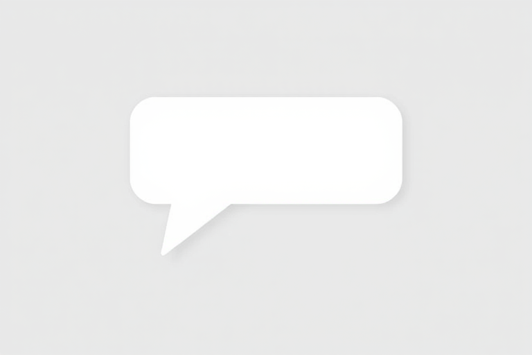 Generate a clean, minimalistic chat bubble graphic with a transparent background, using a high-resolution format, captured with a 50mm lens, f/1.8 aperture, ISO 100, and a soft-focus effect to enhance depth and clarity.