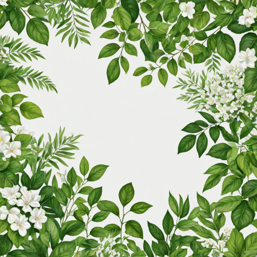 white and greenery background