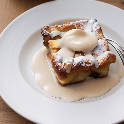 bread pudding with vanilla sauce