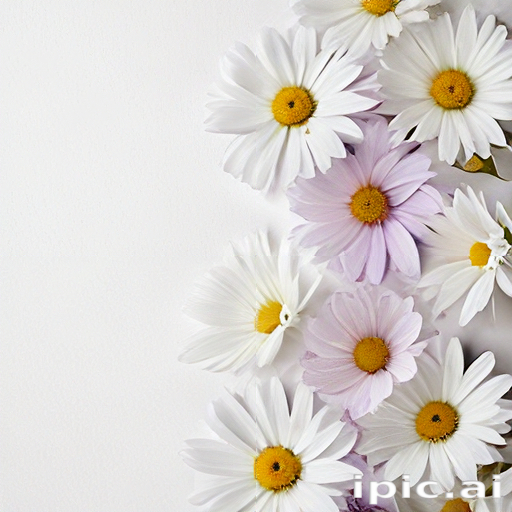 Delicate Arrangement of White and Purple Daisies on a Soft Background