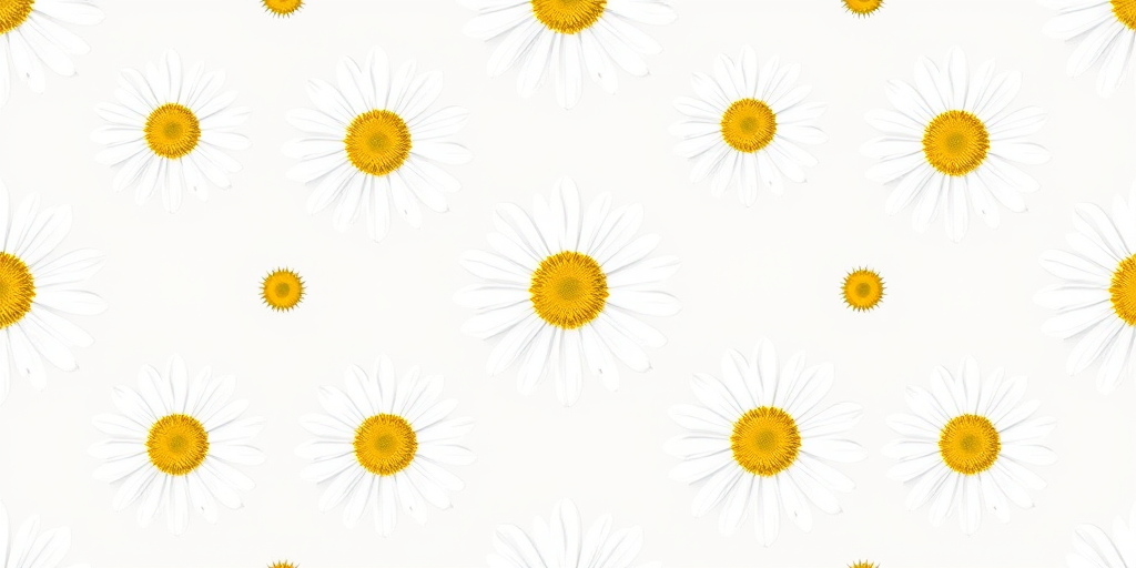 Generate a seamless pattern featuring white daisies with yellow centers on a light gray background.