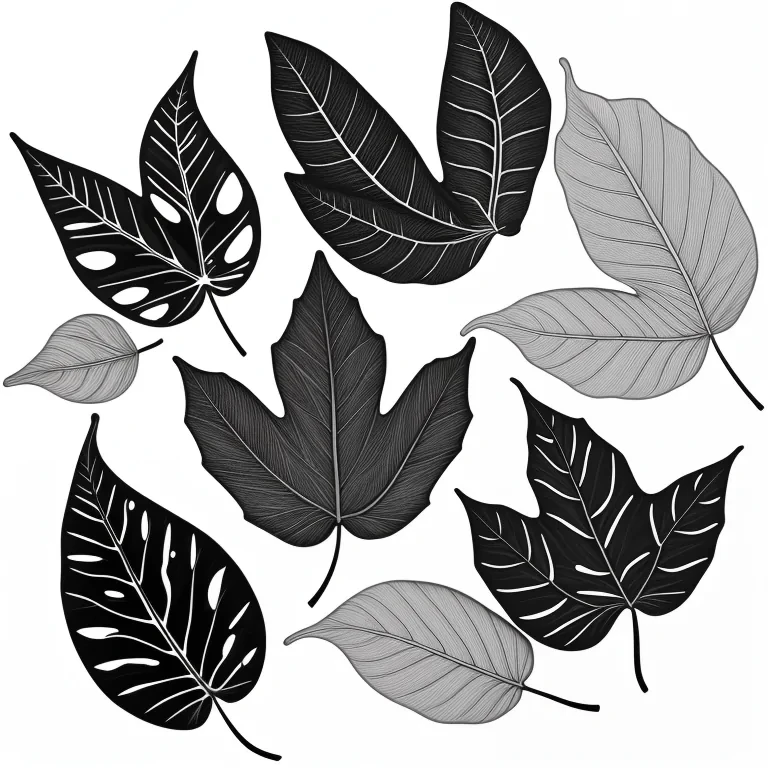 black and white leaf clip art
