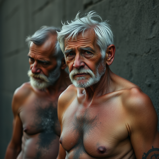 shirtless old men