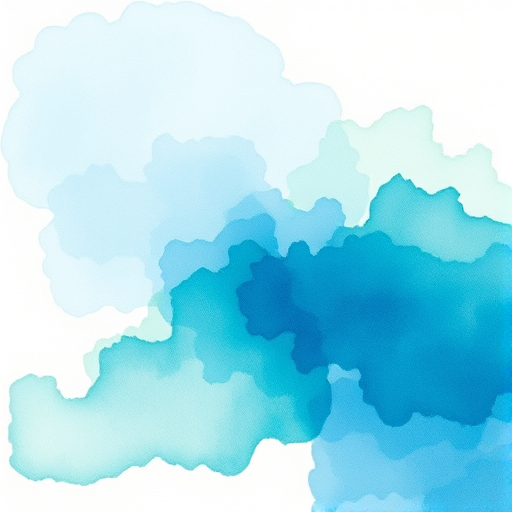Create an abstract watercolor painting featuring shades of blue and green blending together, using a Canon EOS R5 with a 50mm lens, aperture f/1.8, shutter speed 1/125, ISO 200, soft focus effect, and vibrant color saturation.
