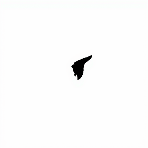 Generate a high-resolution image of a minimalist black silhouette on a white background with a Canon EOS R5, 50mm f/1.8 lens, aperture set to f/2.8, ISO 100, and a shallow depth of field for enhanced clarity and focus.