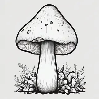 mushroom clipart black and white