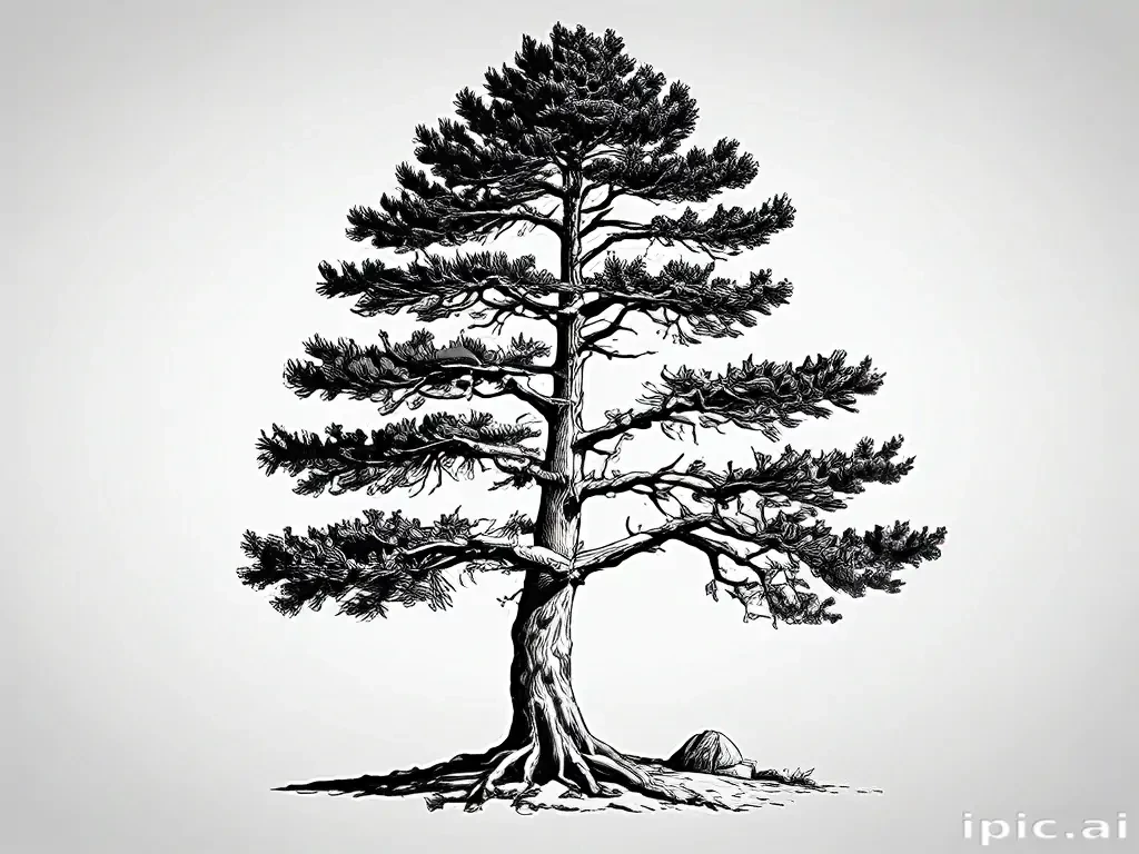 black and white pine tree clipart