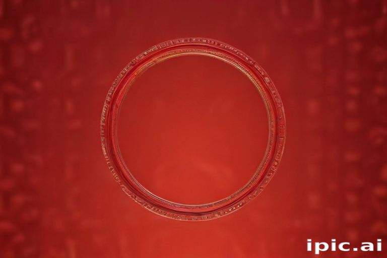 Elegant Circular Frame Set Against a Striking Red Background Design