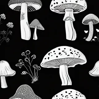 mushroom clip art black and white