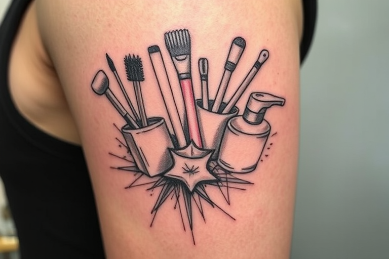 Sketch-style tattoo dubbed "Artistic Soul" resembling a rough pencil drawing come to life with loose lines and shading depicting an artist's tools and creative inspiration