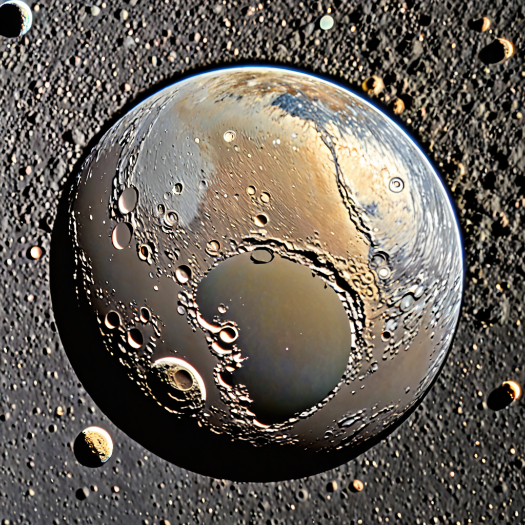 pluto with a ring seen from the moon