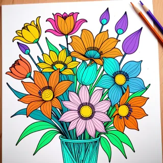 color drawing flowers