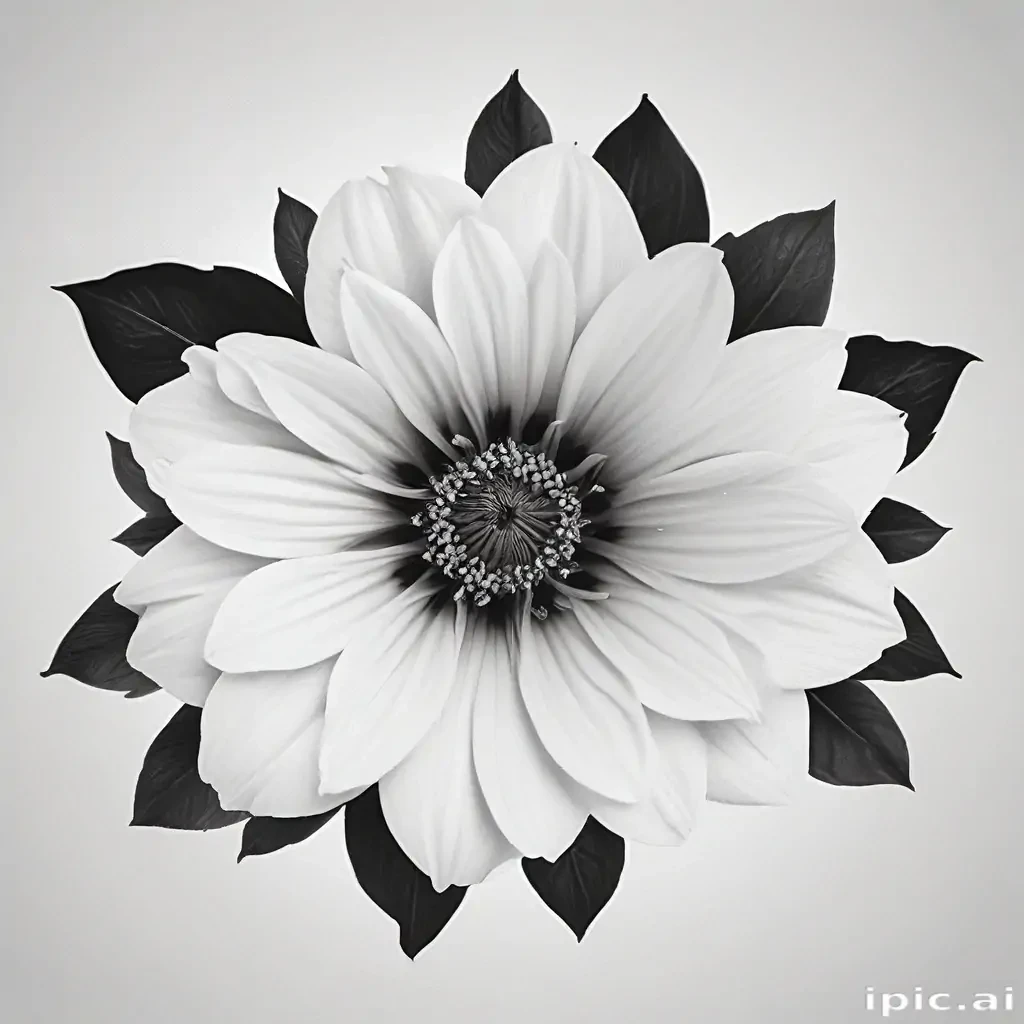 black and white flower png