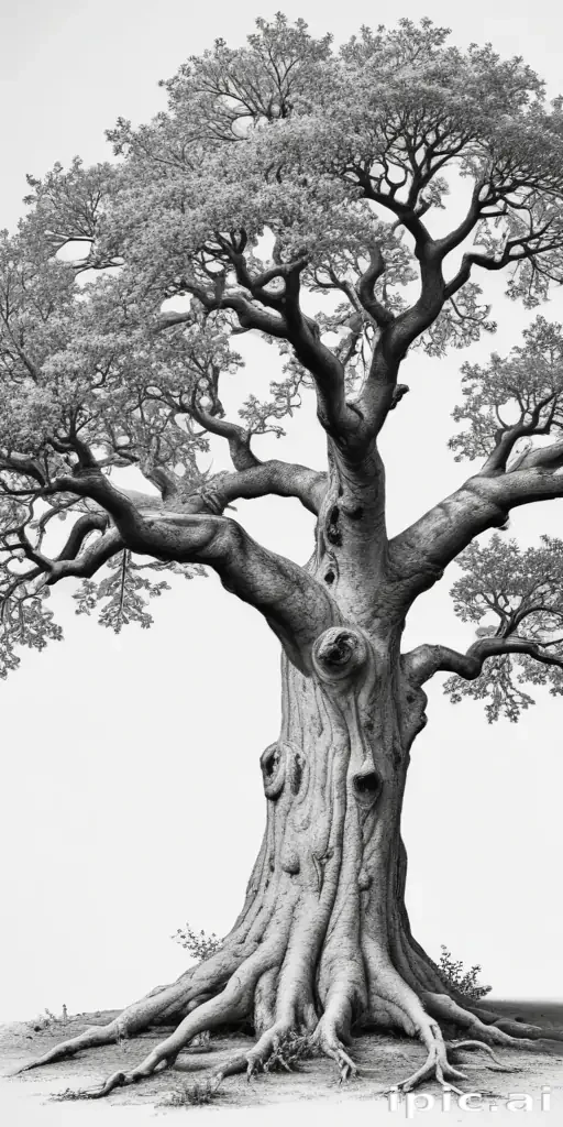 oak tree clipart black and white
