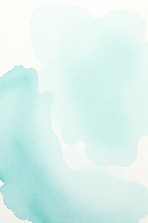 Create a soft, abstract watercolor background with gentle teal and pale green brush strokes, using a DSLR camera with a 50mm lens at f/2.8, ISO 100, and a wide-angle view to capture the fluidity and texture of the paint on textured paper.