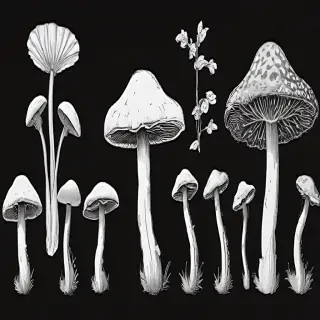 mushroom clip art black and white
