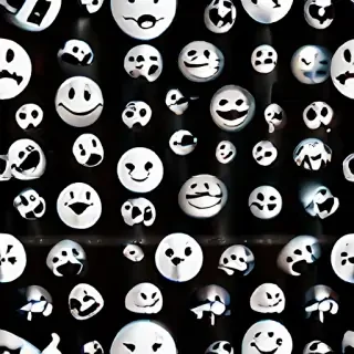white smiley face black background