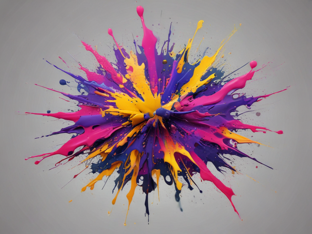 Vibrant Explosion of Colorful Paint Splashes Against a Neutral Background