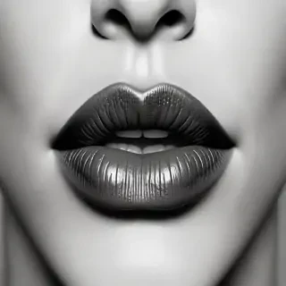 lips black and white clipart